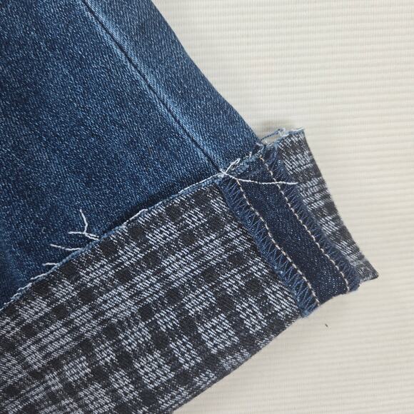 Judy Blue Mid Rise Plaid Cuff Hem Slim Fit Casual Stretch Denim Jeans Size 7/28 - Picture 7 of 8